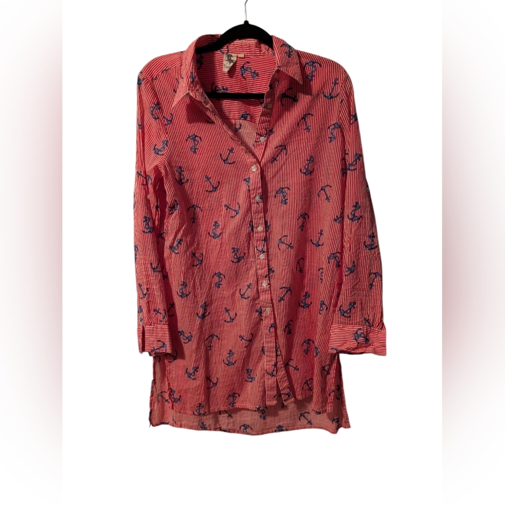 Red Anchor Print Swim Coverup
